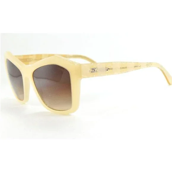 CHANEL 5296 1486/s5 Beige Lace Frame /Brown Gradient Lens Chanel 5296 Sunglasses Pale Beige Frame & Gradient Lenses  main image 3